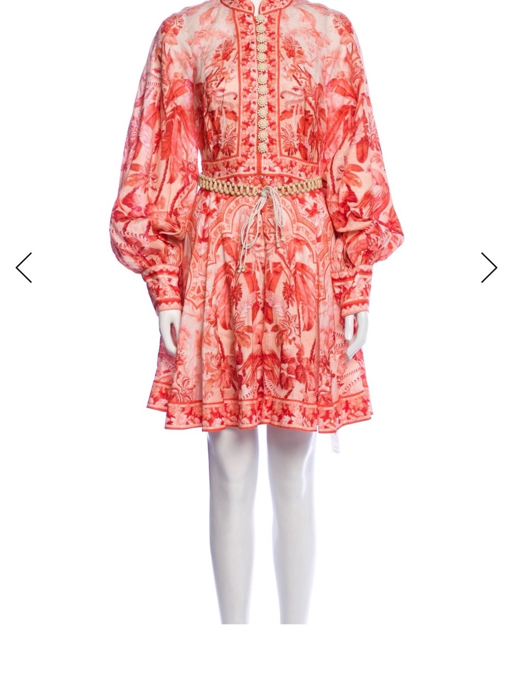 Zimmermann Coral Floral Embroidered Mini Dress
